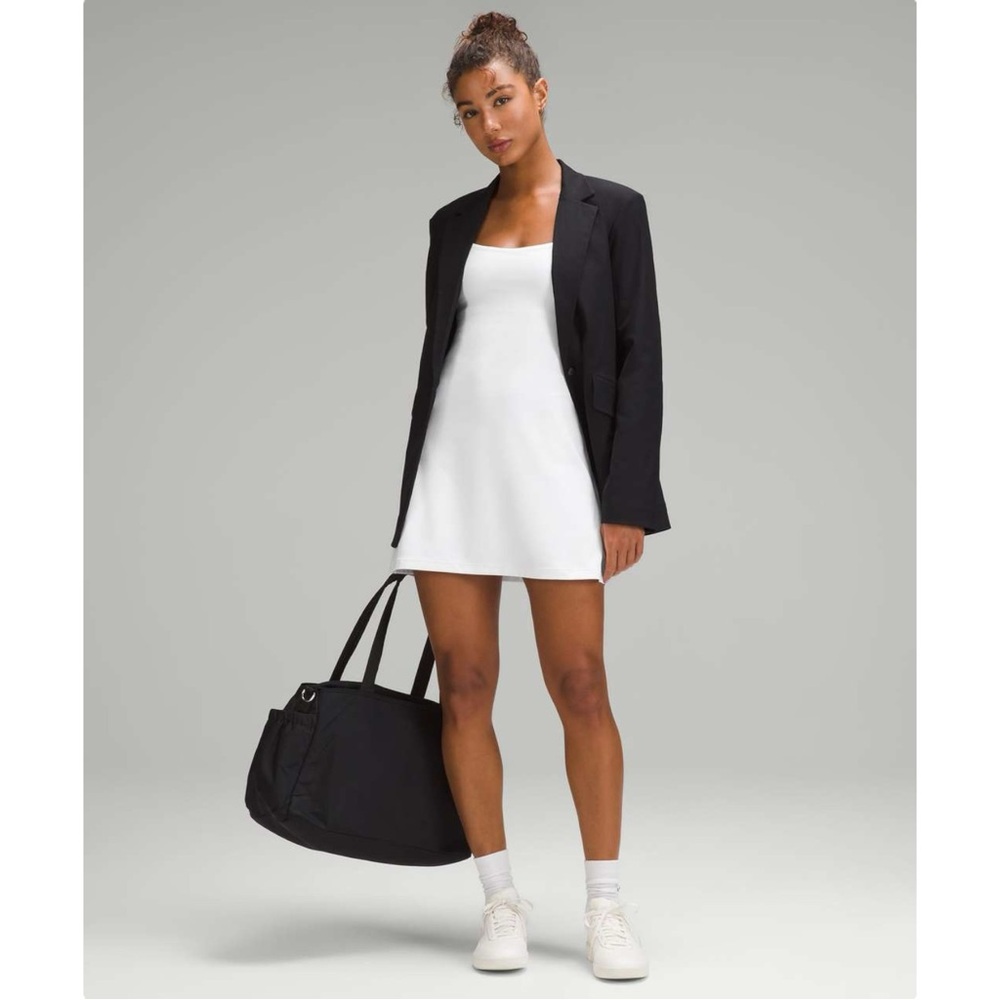 Lululemon Align Cami Strap Dress - White Mini Dress w/ Built In Shorts Liner